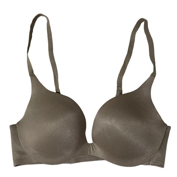 Victorias Secret Womens Full Coverage Push-Up Bra 34D Taupe Plunge Sexy - Picture 1 of 6